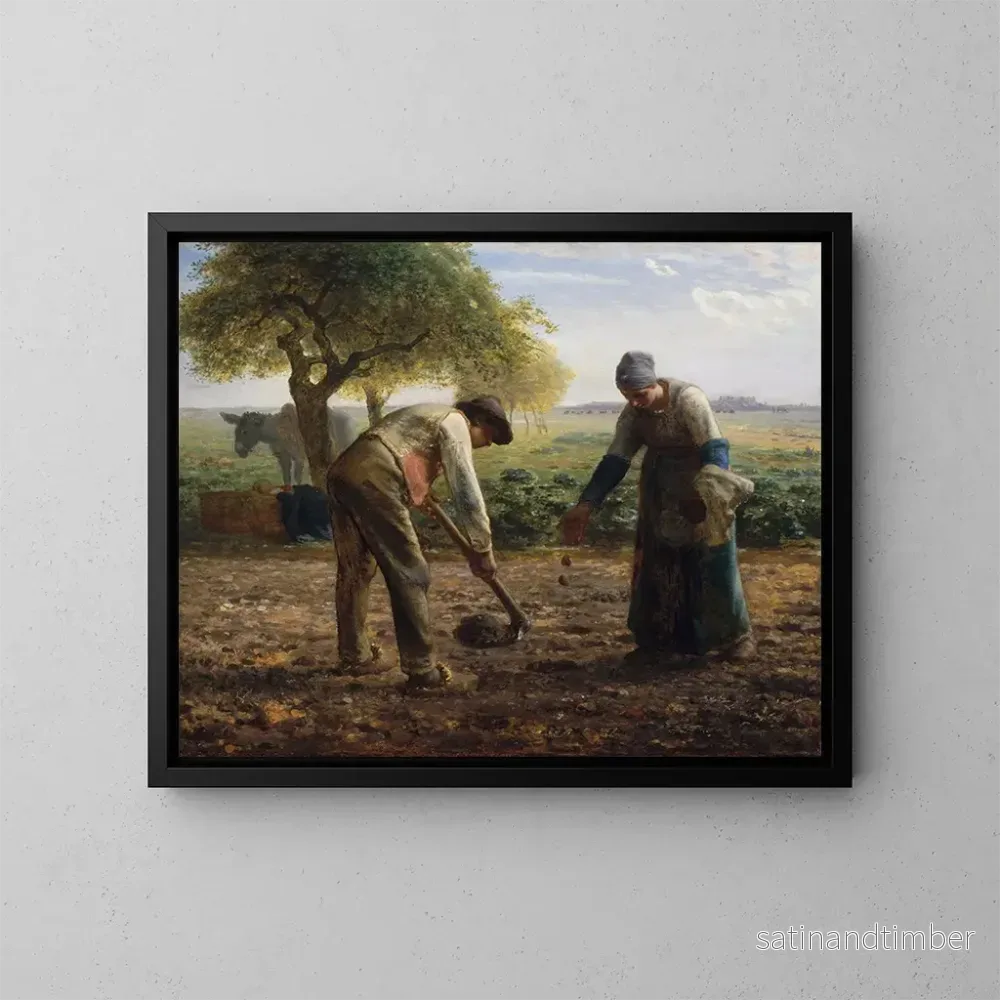 Reproduktion av målningen Planters de pommes de terre - Jean-François Millet