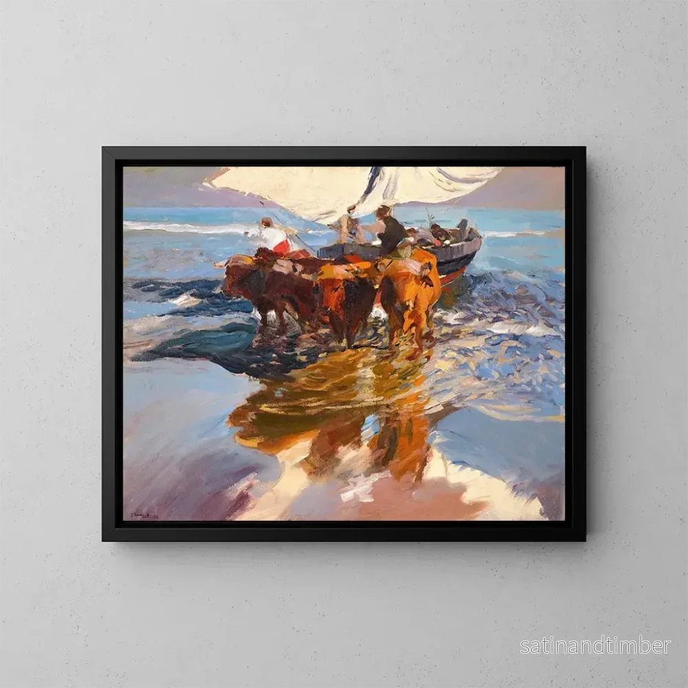 Reproduktion av målningen av Återvändo från fiske, Valence-stranden - Joaquín Sorolla