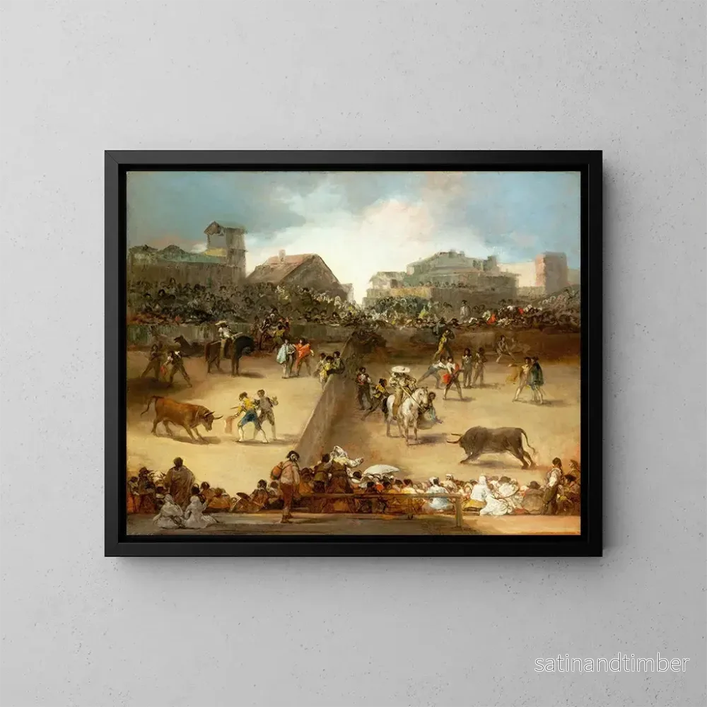 Reproduktion av målningen av corrida i en ring delad - Francisco de Goya