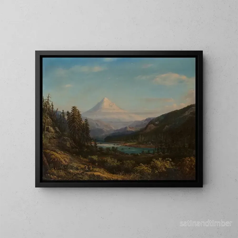 Reproduktion av målningen Mont Hood från Little Sandy River-strandlinjen - William Keith