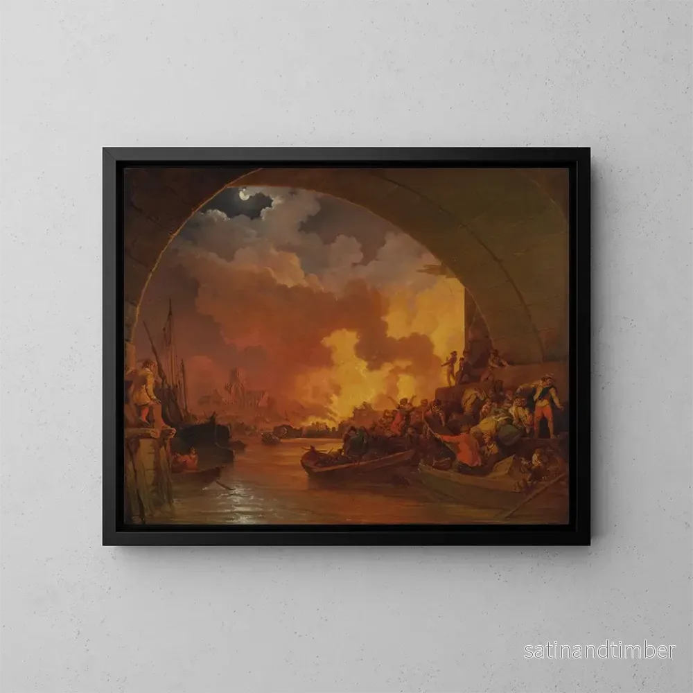 Reproduktion av målningen Le Grand Incendie de Londres - Philip James de Loutherbourg
