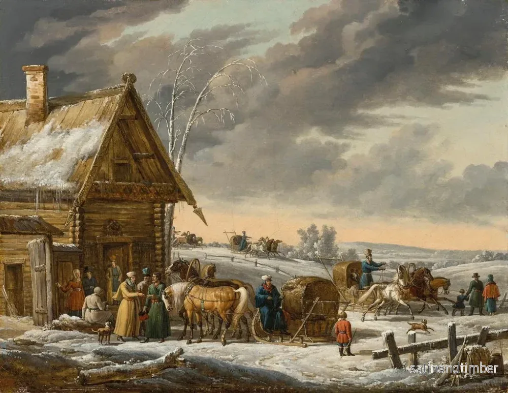 Reproduktion av målningen En rysk vinterlandskap - Jacques François Joseph Swebach-Desfontaines - Bild 2
