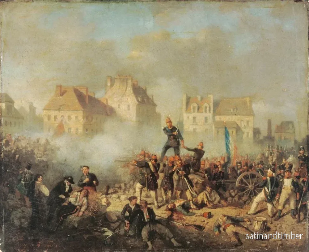 Reproduktion av målningen Episoden av revolutionen 1848, officer som beordrar eld till männen - Tony de Bergue - Bild 2