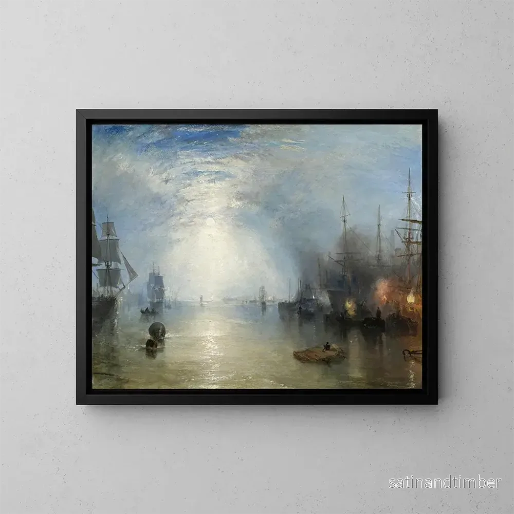 Reproduktion av målningen Les charbonniers déchargeant des charbonnets au clair de lune - Joseph Mallord William Turner