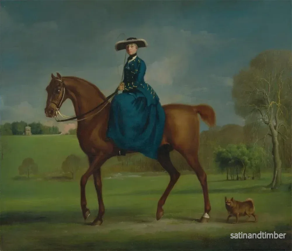 Reproduktion av målningen La comtesse de Coningsby i jaktkostym av Charlton - George Stubbs - Bild 2