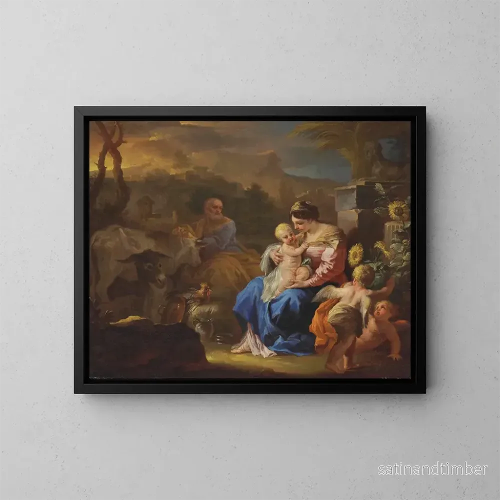 Reproduktion av målningen Le repos pendant la fuite en Égypte – Francesco Solimena Reproduktion av målningen Le repos pendant la fuite en Égypte – Francesco Solimena