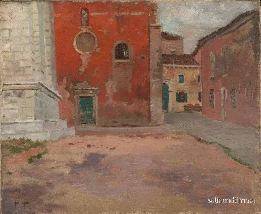 Reproduktion av målningen Mur röd av kyrkan i Venedig - Frits Thaulow - Bild 2