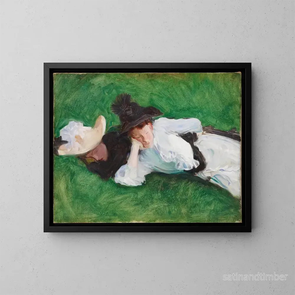 Reproduktion av målningen av två flickor på en gräsmatta - John Singer Sargent