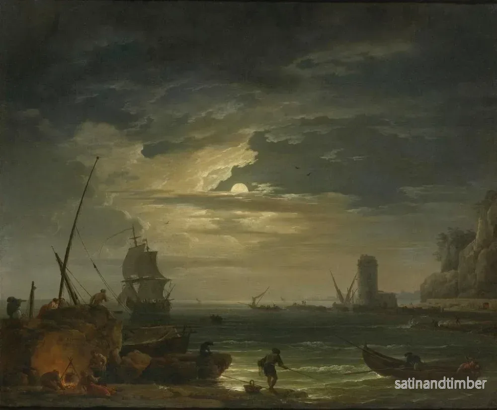 Reproduktion av målningen En medelhavsbukts i månsken - Claude-Joseph Vernet - Bild 2