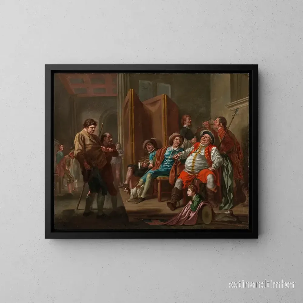 Reproduktion av målningen Falstaff rekryterar i Henri IV, del II, akt III - Francis Hayman