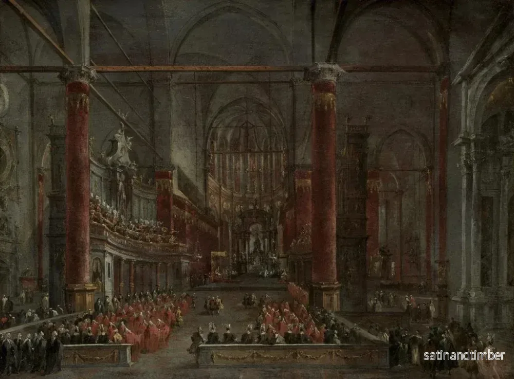 Reproduktion av målningen av den pontificala ceremonin vid SS Giovanni e Paolo, Venedig, 1782 - Francesco Guardi - Bild 2