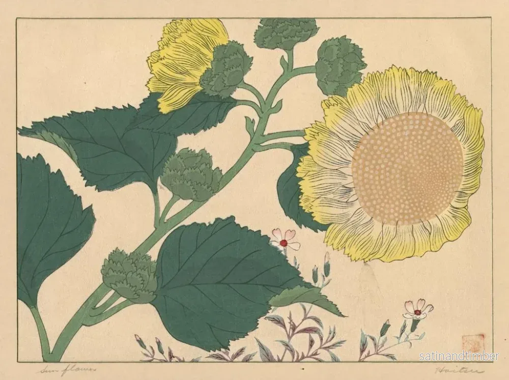Reproduktion av målningen av solrosor - Sakai Hōitsu - Bild 2