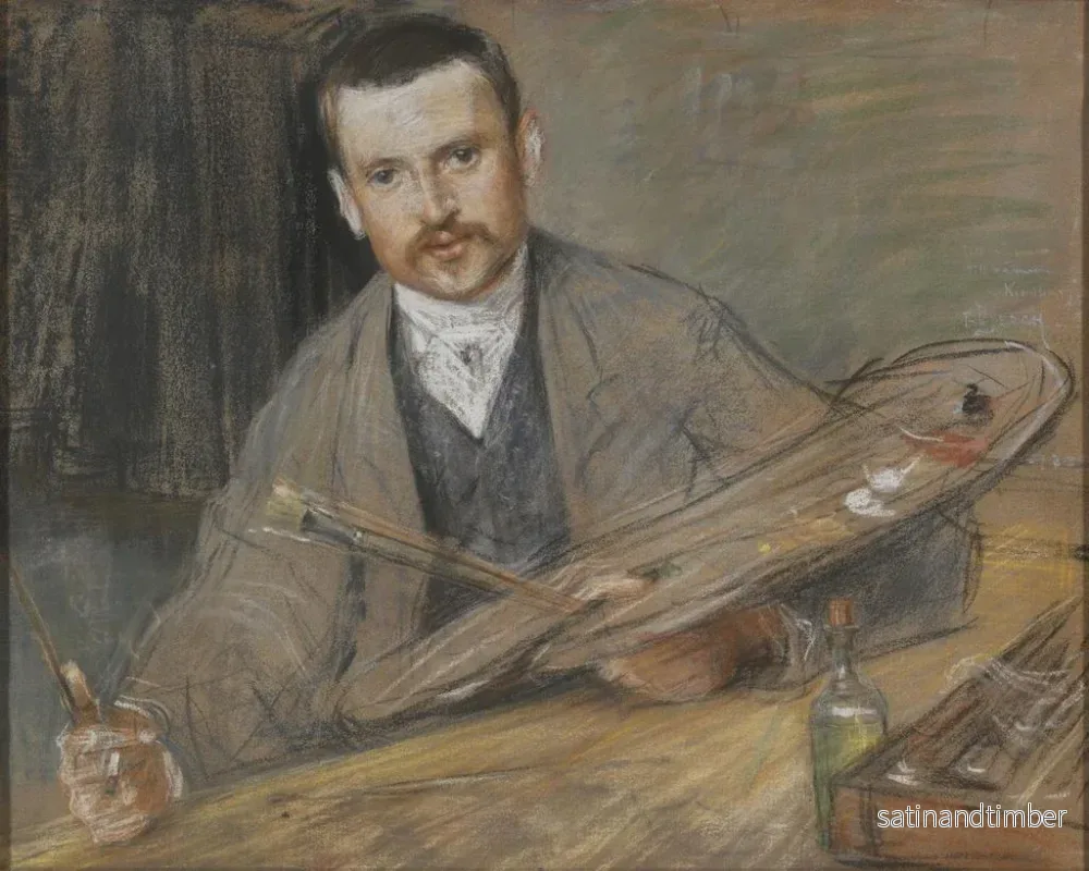 Reproduktion av målningen Johan Kindborg 1861-1907, konstnär gift med träsnidaren Emy Edman - Richard Bergh - Bild 2