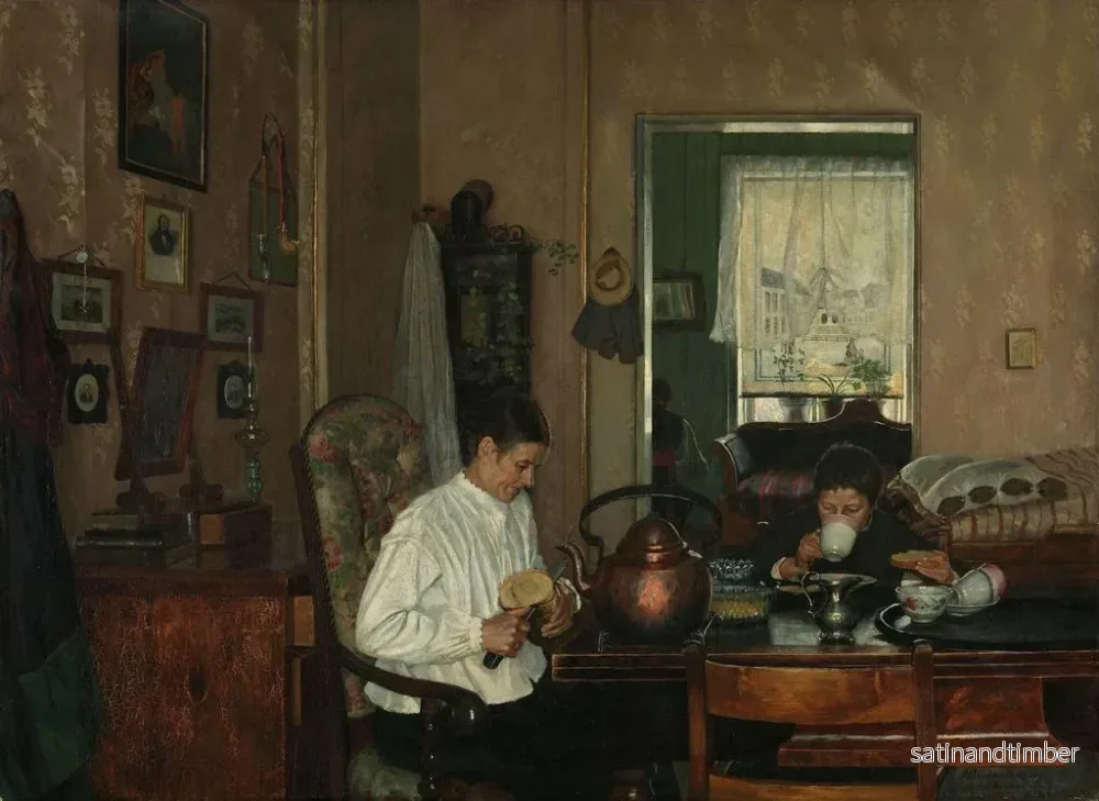 Reproduktion av målningen Frukostmålning I Konsttryck av konstnärens mor och bror - Gustav Wentzel - Bild 2
