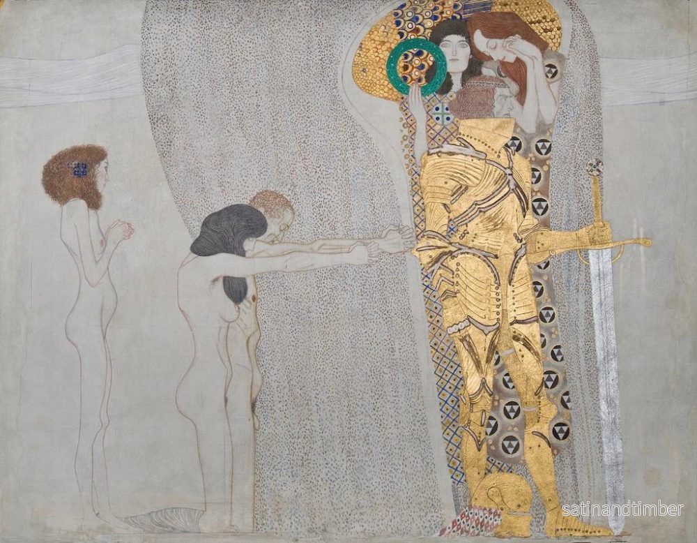 Reproduktion av målningen Fresk av Beethoven: Den svaga mänsklighetens lidanden och Den väl bevarade styrkan, panel 3 vägg sidovägg vänster - Gustav Klimt - Bild 2