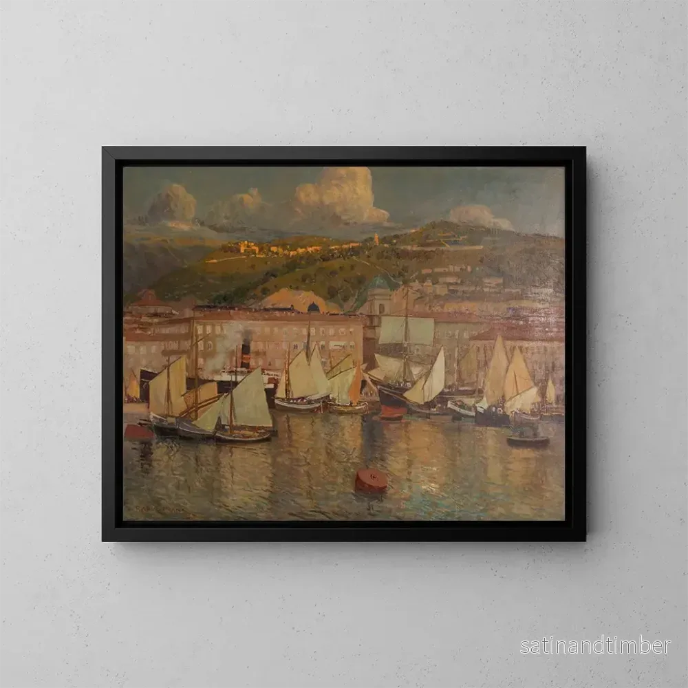 Reproduktion av målningen Sommarkväll vid Fiume hamn – Raoul Frank Reproduktion av målningen Sommarkväll vid Fiume hamn – Raoul Frank