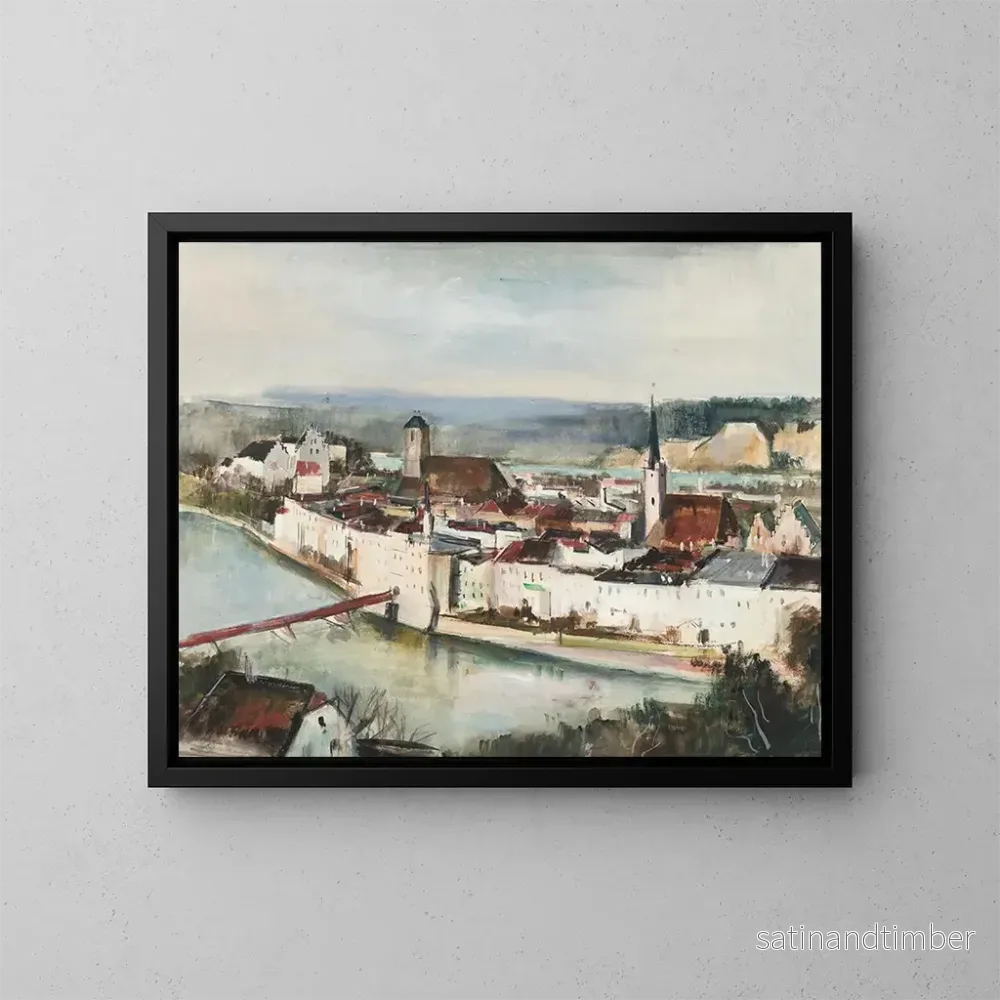 Reproduktion av målningen Vue de Wasserburg am Inn depuis l'Innleite - Otto Geigenberger