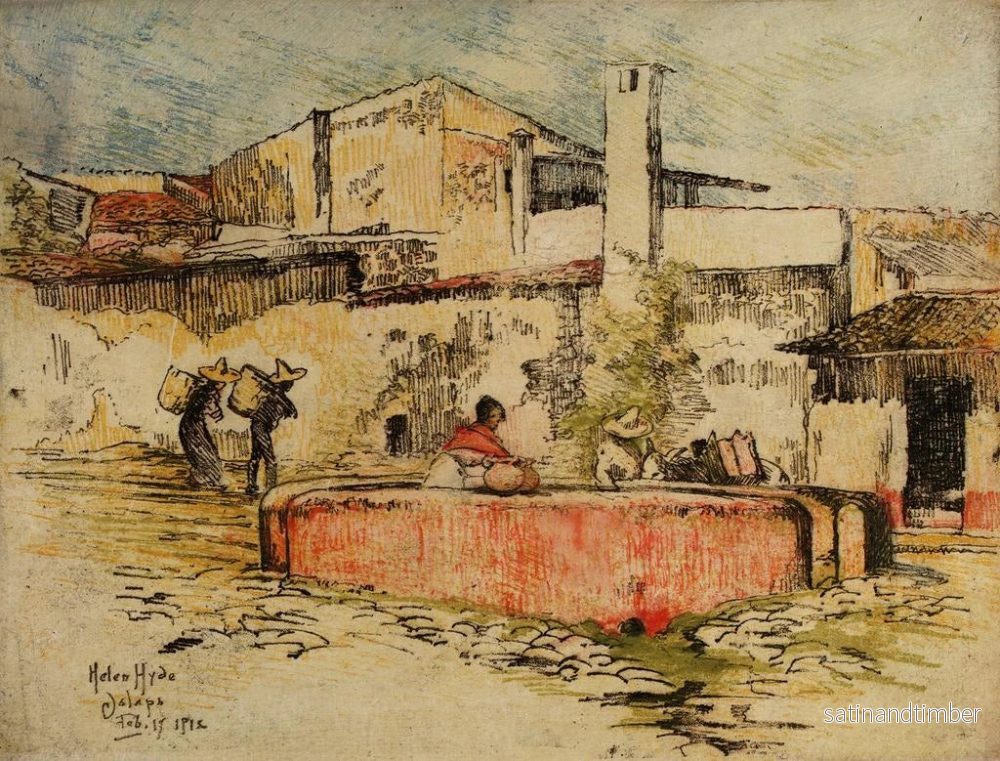 Reproduktion av målningen La fontaine rose à Jalapa - Helen Hyde - Bild 2