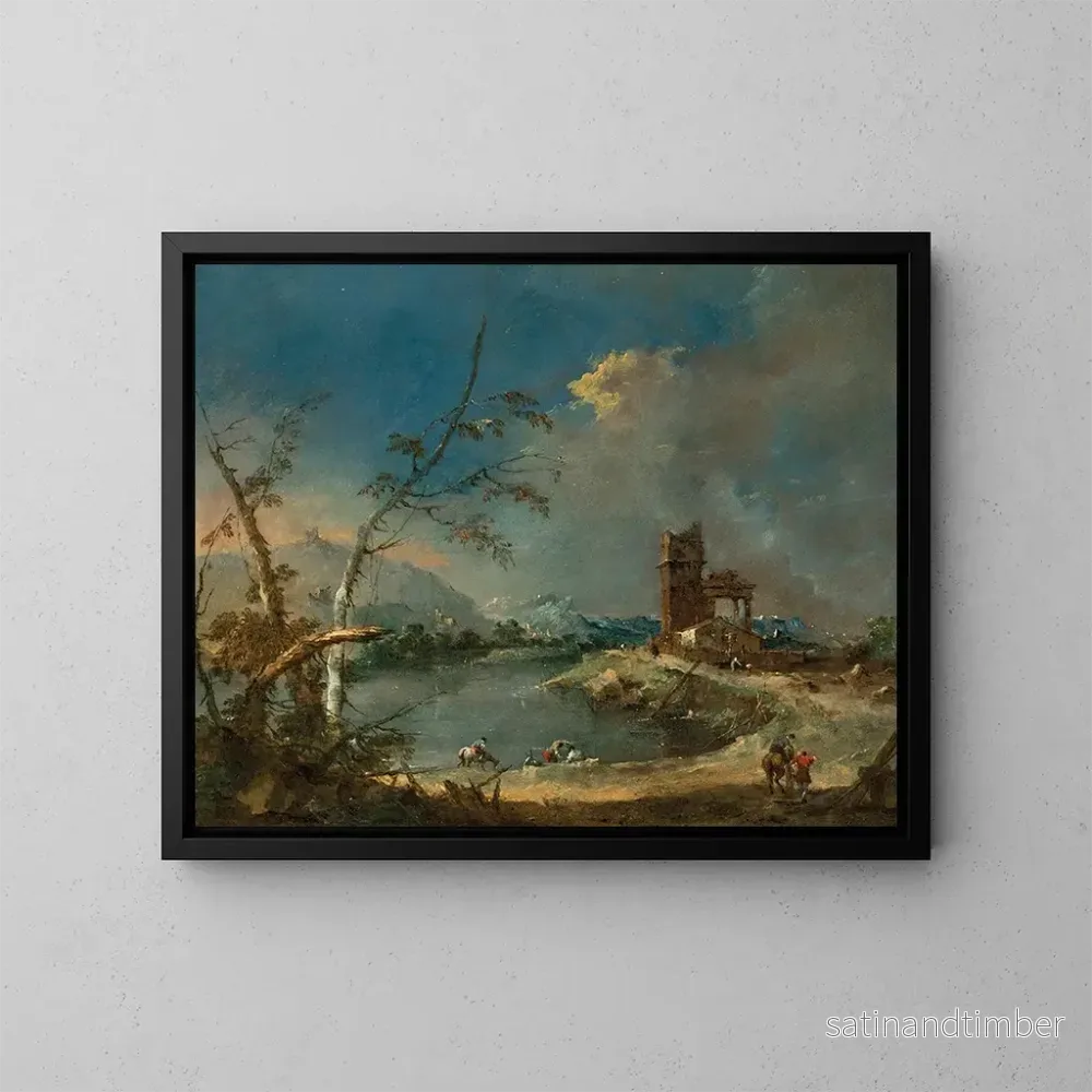 Reproduktion av målningen En nyckfullhet av ett rustikt torn vid en sjö – Francesco Guardi Reproduktion av målningen En nyckfullhet av ett rustikt torn vid en sjö – Francesco Guardi