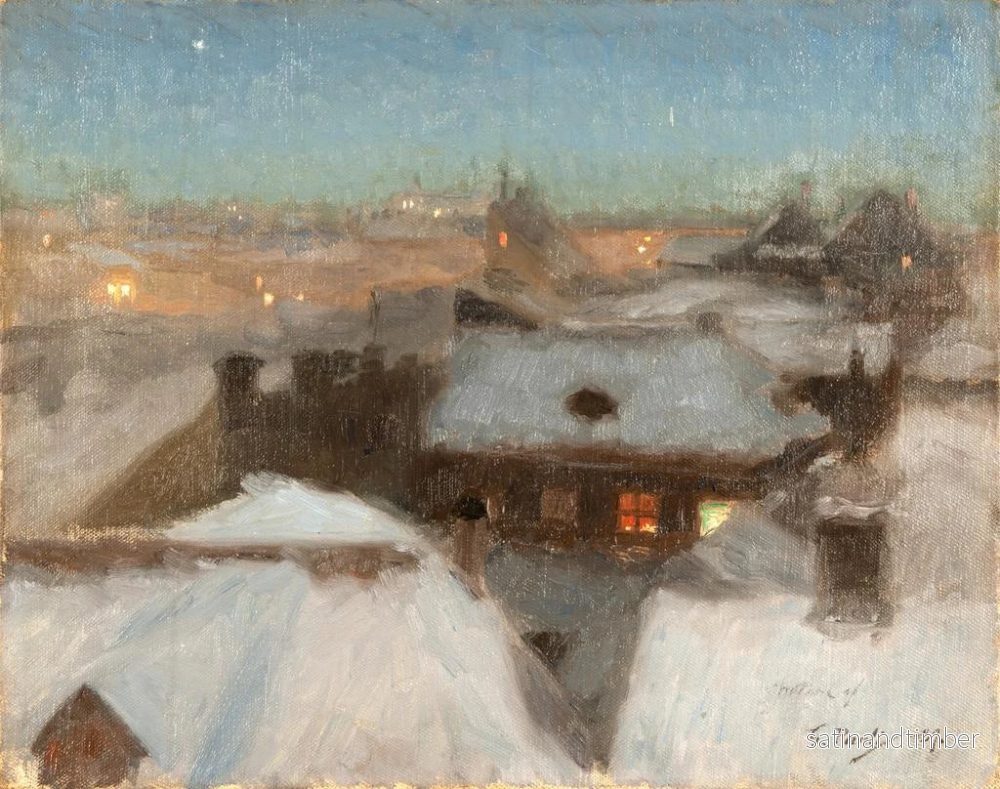 Reproduktion av målningen Kväll i vinter i Sder Stockholm - Georg Pauli - Bild 2