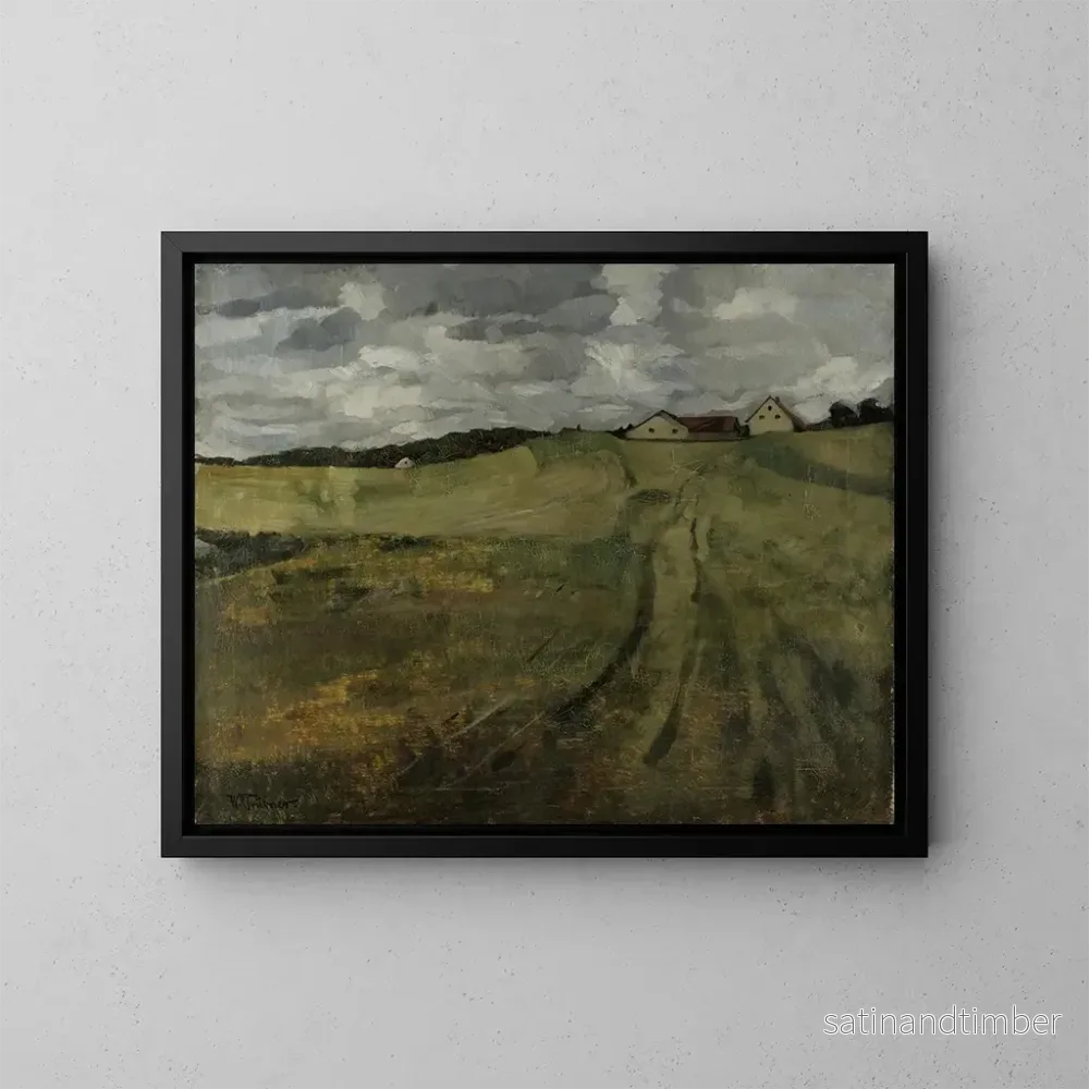 Reproduktion av målningen av Champ de chaume med stigande väg nära Wessling - Wilhelm Trübner