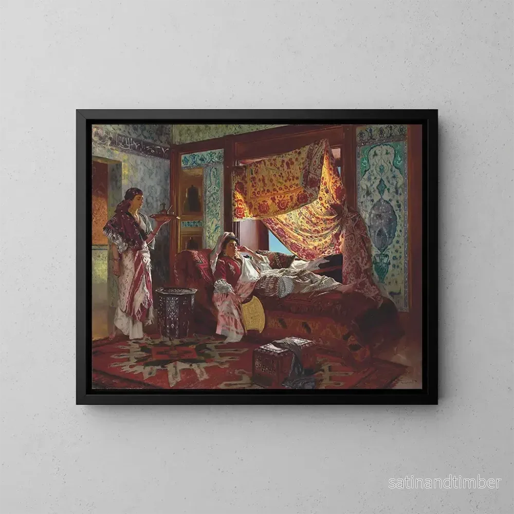Reproduktion av målningen Att ta te i haremet - Rudolf Ernst