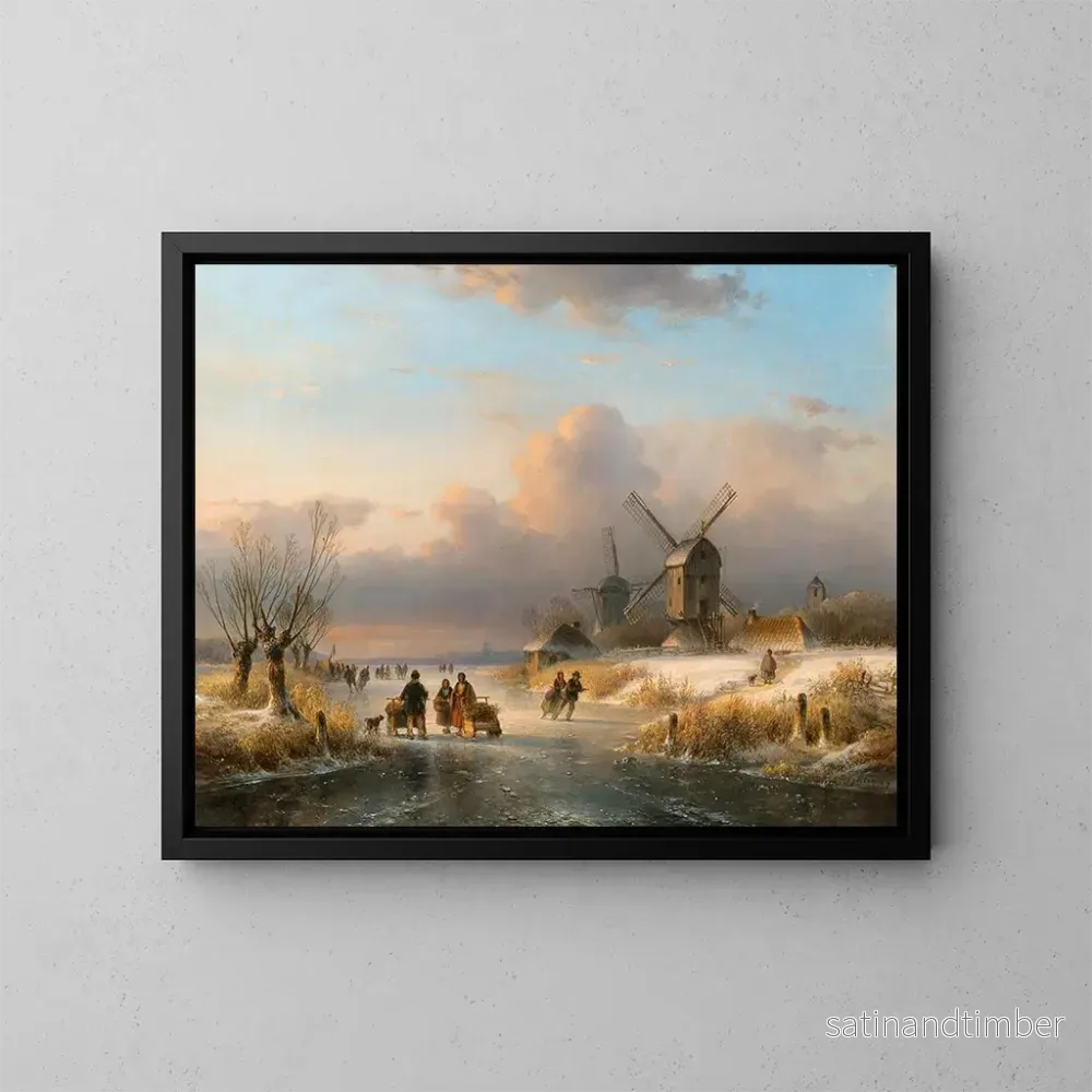 Reproduktion av målningen Plaisirs de patinage en hiver - Lodewijk Johannes Kleijn