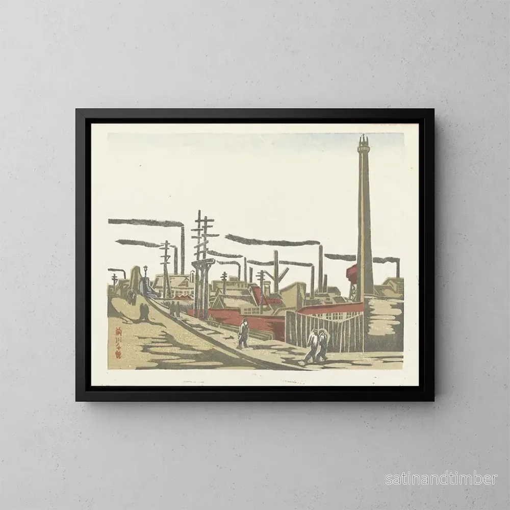 Reproduktion av målningen Quartier industriel de Honjo - Maekawa Senpan