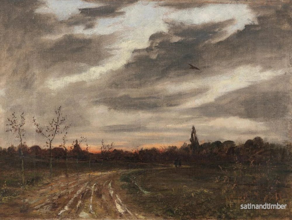 Reproduktion av målningen Atmosfär av kvällen efter regn på vägen till Niedergrunstedt - Paul Baum - Bild 2