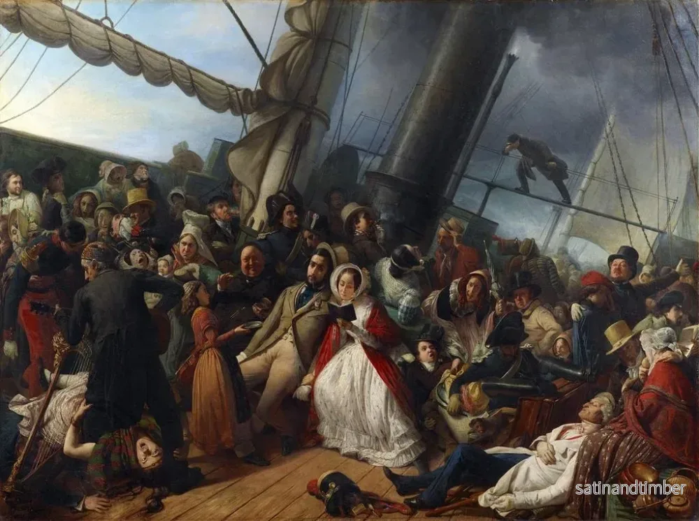 Reproduktion av målningen Sjösjuka vid balen ombord på en brittisk kryssare - François-Auguste Biard - Bild 2