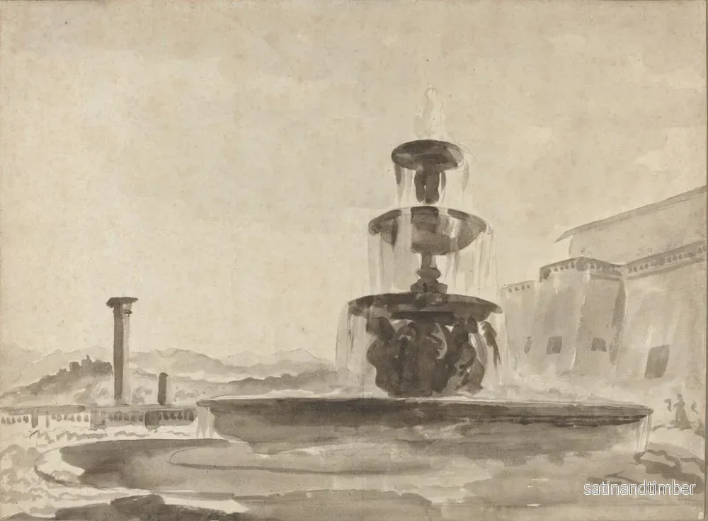 Reproduktion av målningen La Fontaine - Fransk skola - Bild 2