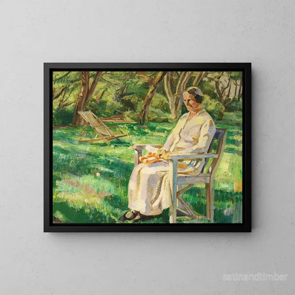 Reproduktion av målningen Eftermiddags sommar, Marie i trädgården - Fritz Syberg