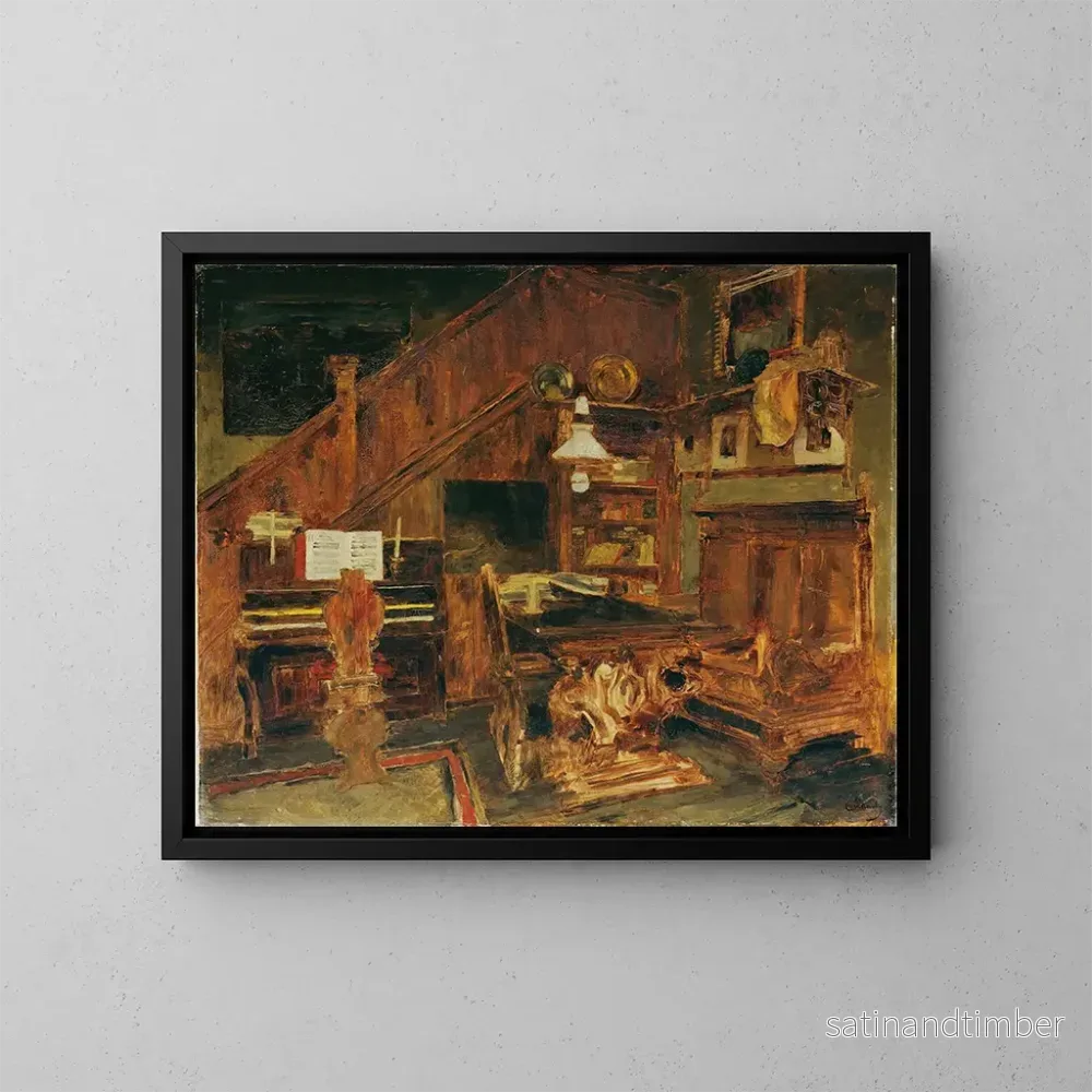Reproduktion av målningen Atelier des artistes à Venise - Carl Schuch