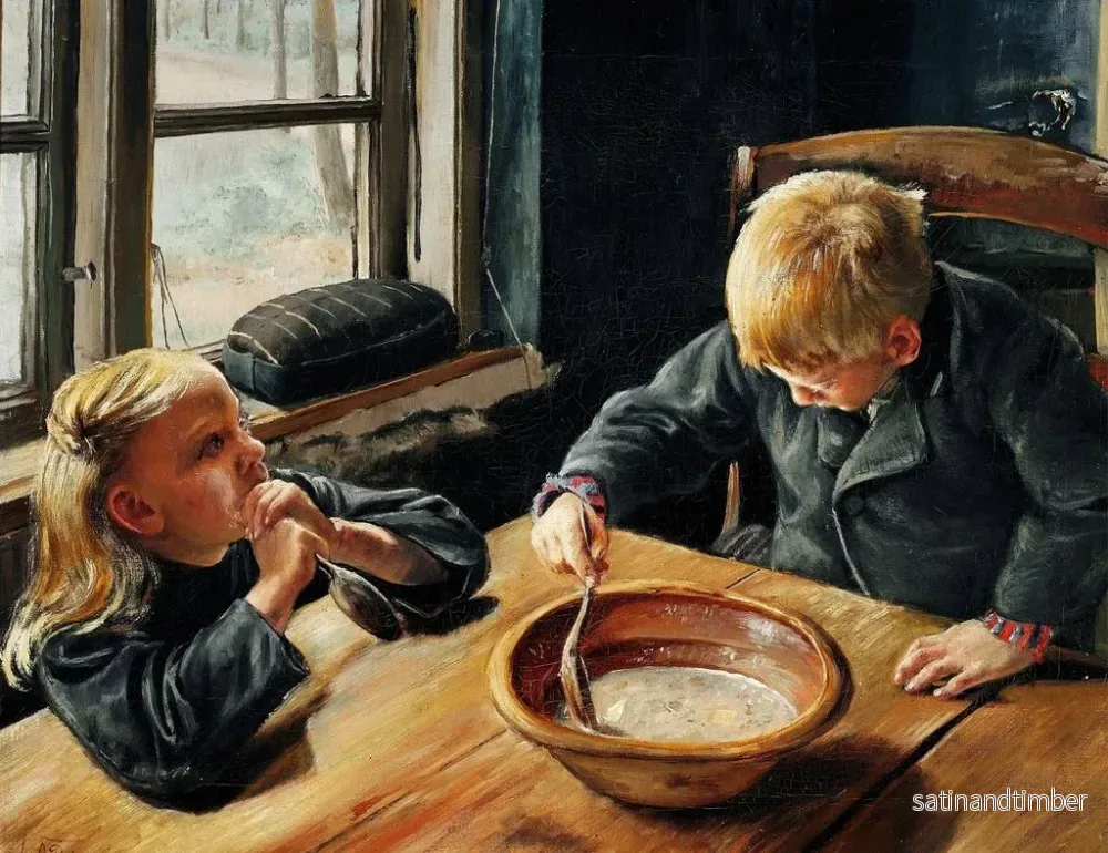 Reproduktion av målningen En pojke och en flicka vid lunchen - Laurits Andersen Ring - Bild 2