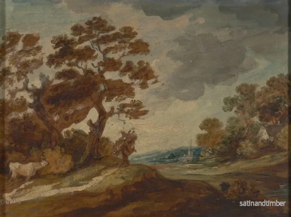 Reproduktion av målningen Landskapsmålning med en ko i förgrunden till vänster - Gainsborough Dupont - Bild 2