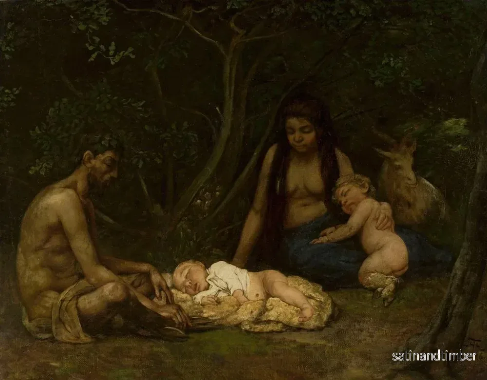 Reproduktion av målningen La famille des satyres élevant Zeus - Hans Thoma - Bild 2
