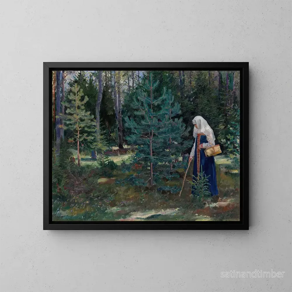 Reproduktion av målningen Svampplockning i skogen - Sergei Arsenevich Vinogradov