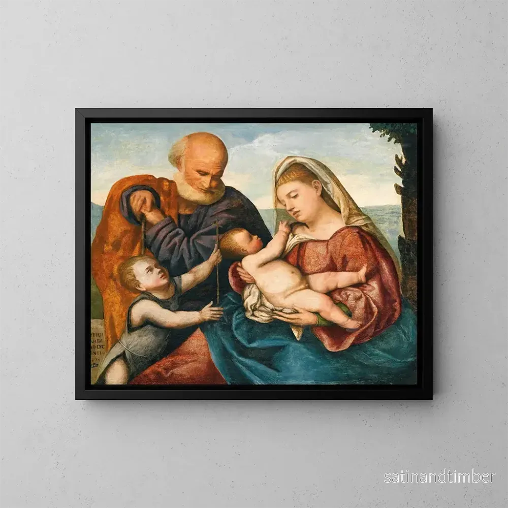 Reproduktion av målningen La Sainte Famille avec le Saint Enfant Jean-Baptiste - Bernardino Licinio