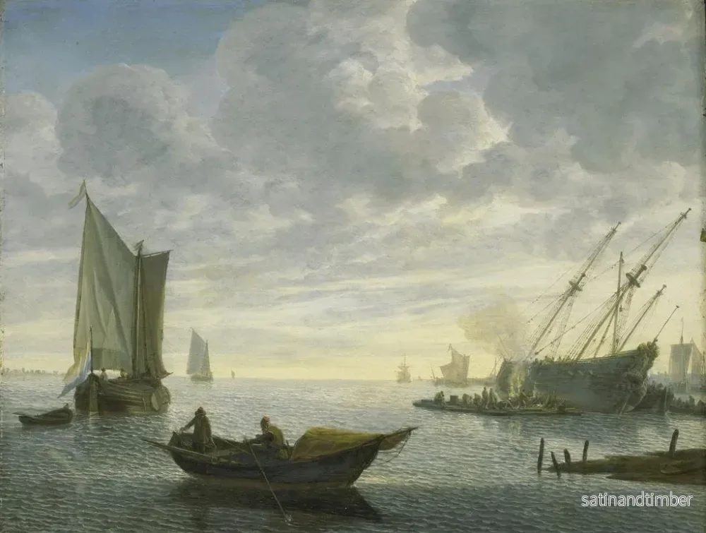 Reproduktion av målningen av ett fartygs kalfatering - Lieve Pietersz Verschuier - Bild 2