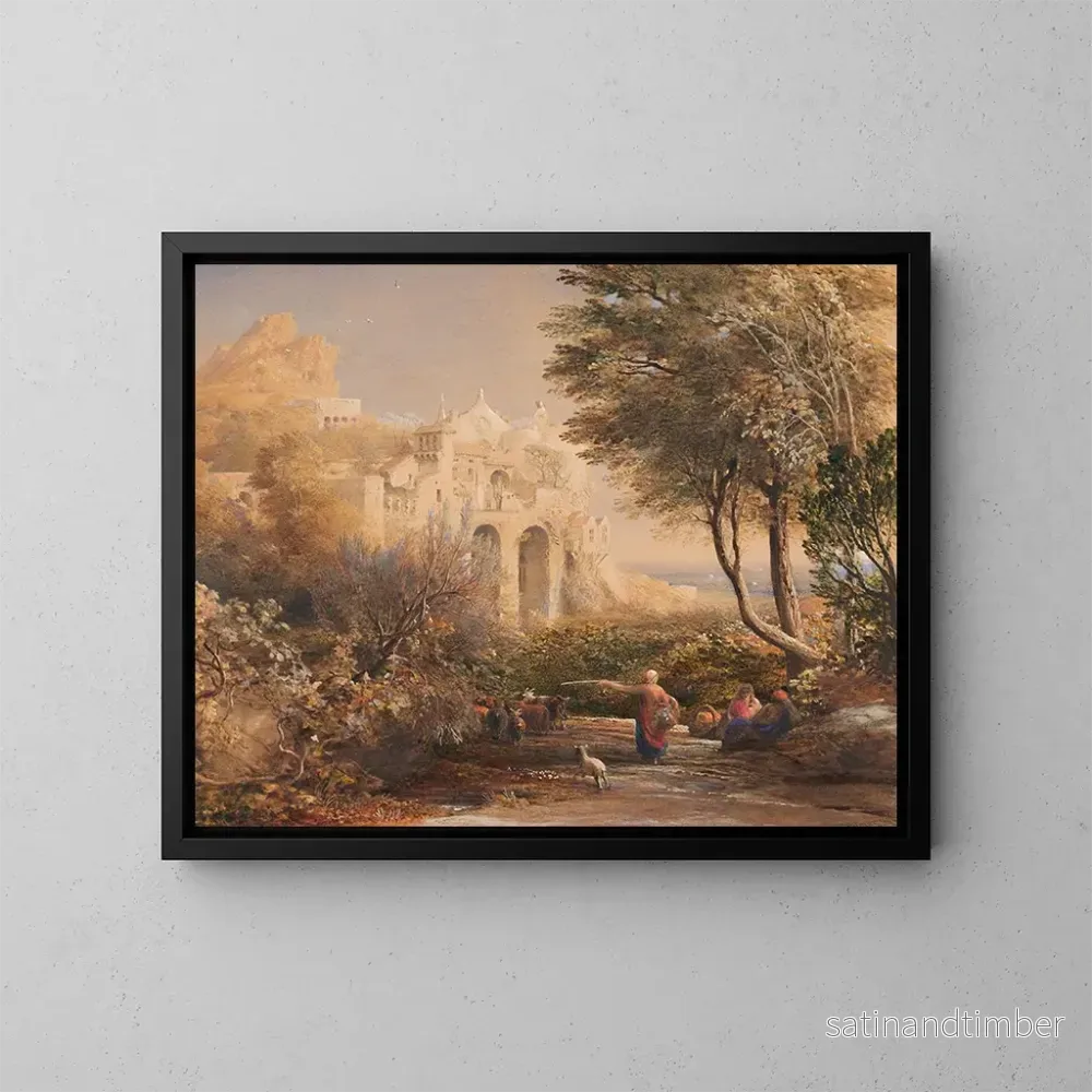 Reproduktion av målningen La Vocatella vid Chapel byggd av en eremit nära Corpo de Cava i närheten av Salerne och Neapel - Samuel Palmer