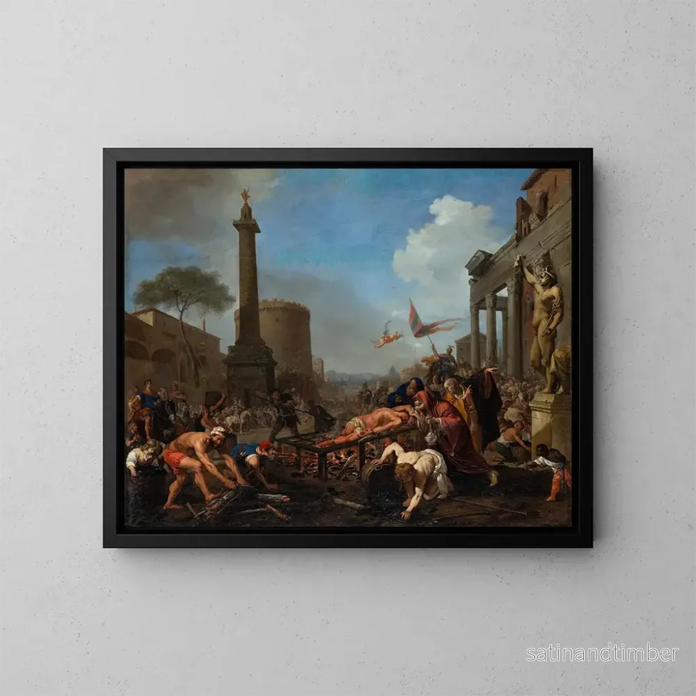 Reproduktion av målningen av Saint Laurent martyrdom - Bartholomeus Breenbergh