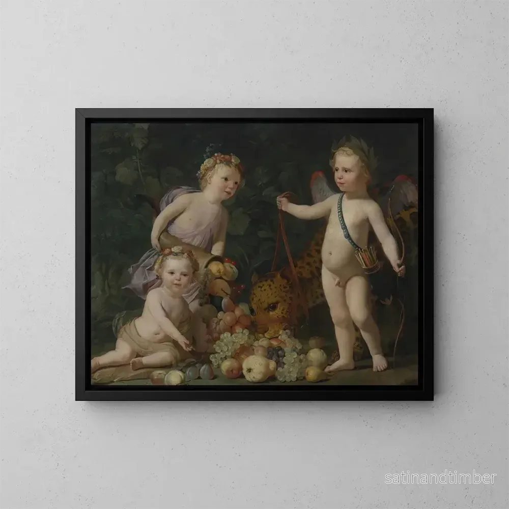 Reproduktion av målningen Tre barn med frukt och en jaguar – Gerard van Honthorst Reproduktion av målningen Tre barn med frukt och en jaguar – Gerard van Honthorst