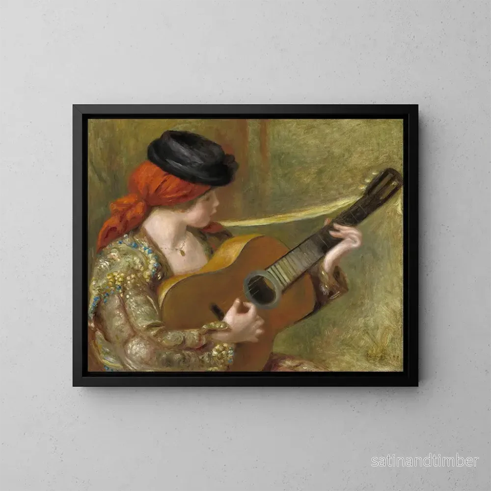 Reproduktion av målningen av ung spansk kvinna med gitarr - Pierre-Auguste Renoir