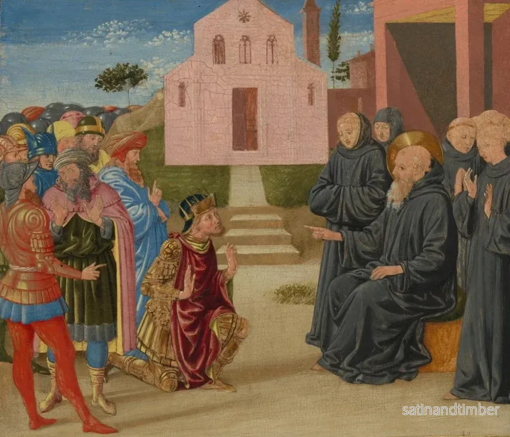 Reproduktion av målningen Totila framför Saint Benoît - Benozzo Gozzoli - Bild 2