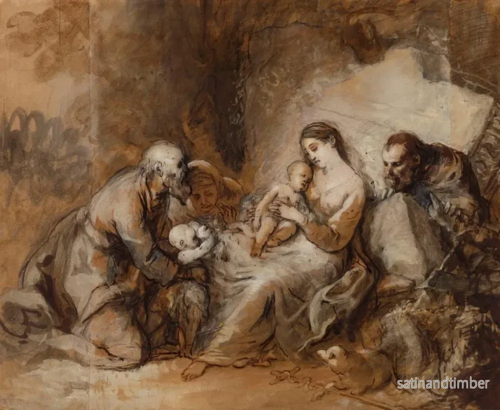 Reproduktion av målningen La Sainte Famille avec saint Jean-Baptiste, sainte Élisabeth et saint Zacharie - Johann Anton de Peters - Bild 2