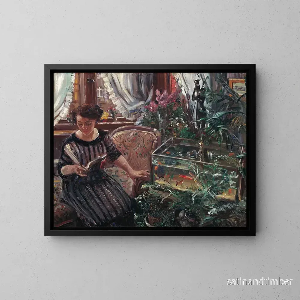 Reproduktion av målningen Dame au bassin de poissons rouges - Lovis Corinth
