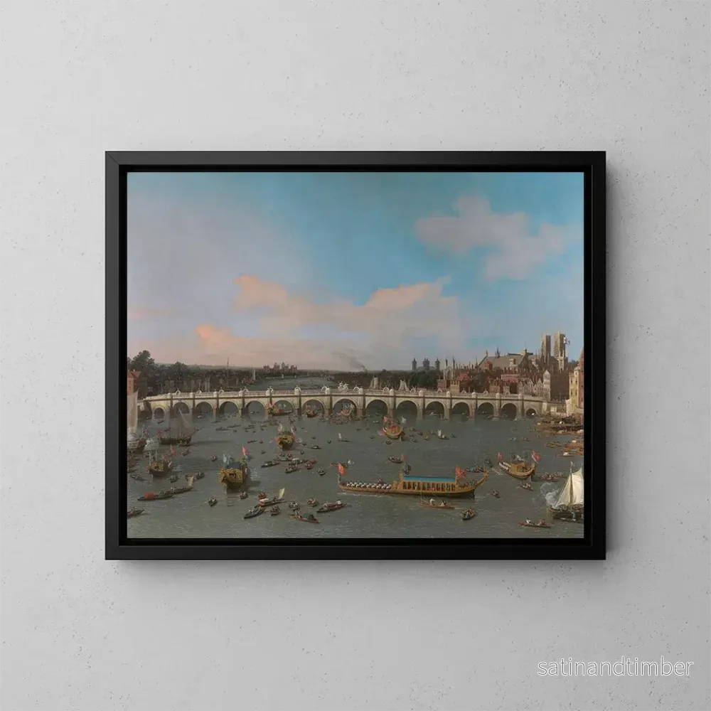 Reproduktion av målningen av Westminsterbron med borgmästarens procession på Thames – Canaletto