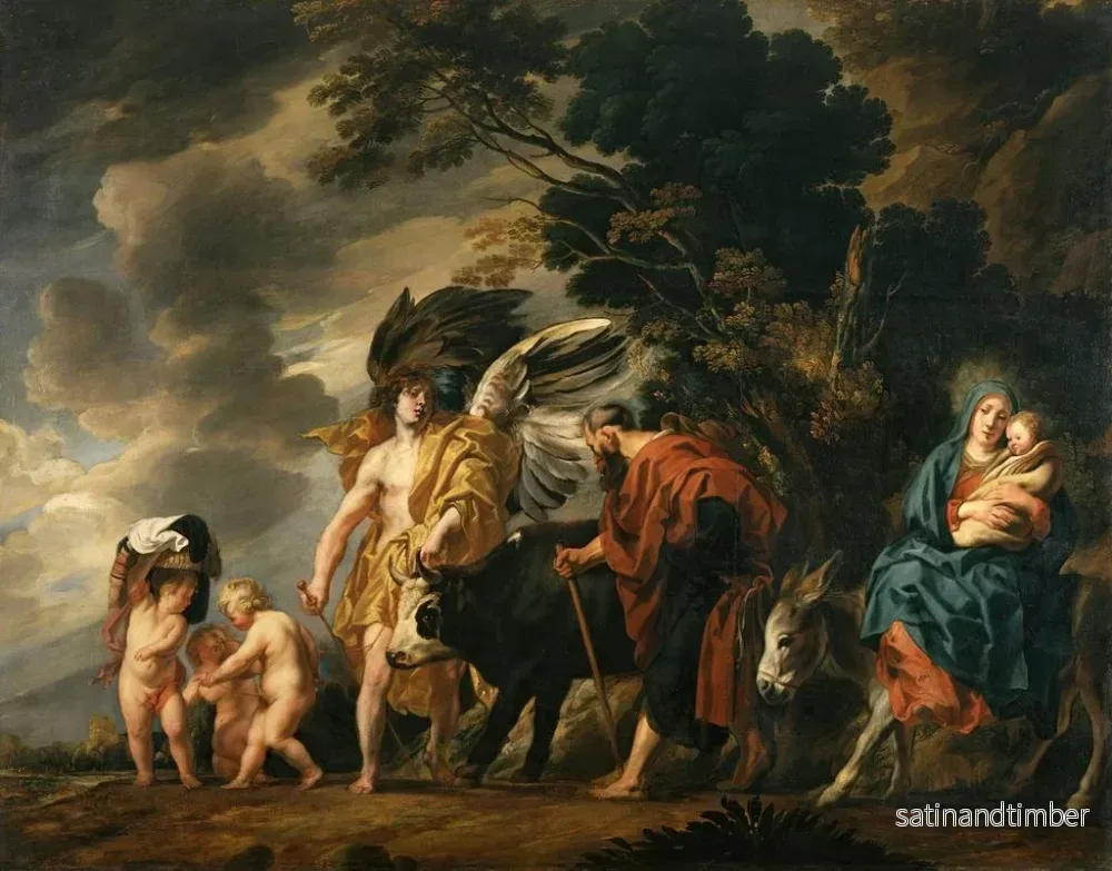 Reproduktion av målningen av Flykt från den heliga familjen i Egypten - Jacob Jordaens - Bild 2