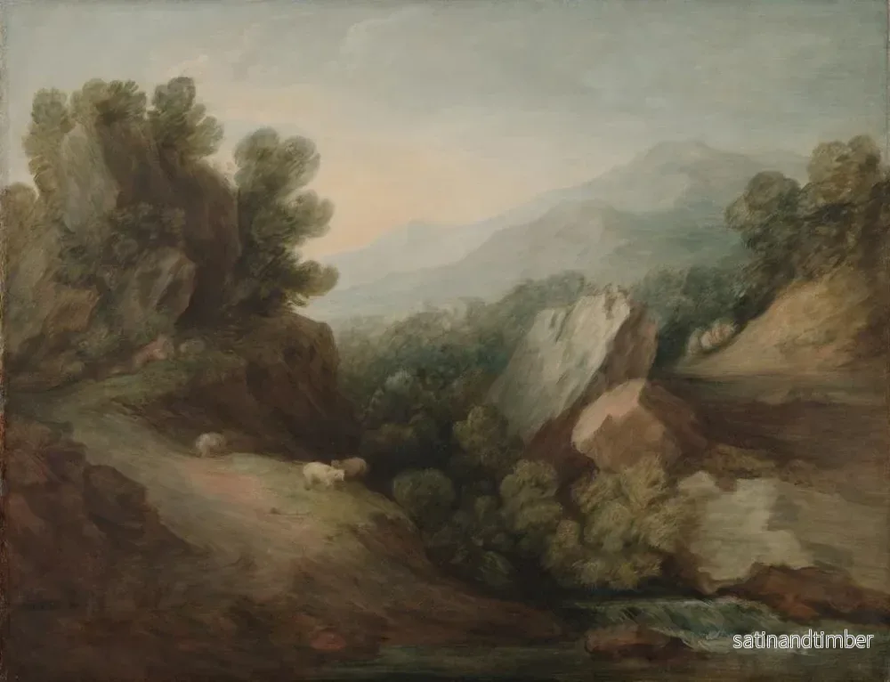 Reproduktion av målningen landskapsbild med skog, klippor, dal och damm - Thomas Gainsborough - Bild 2