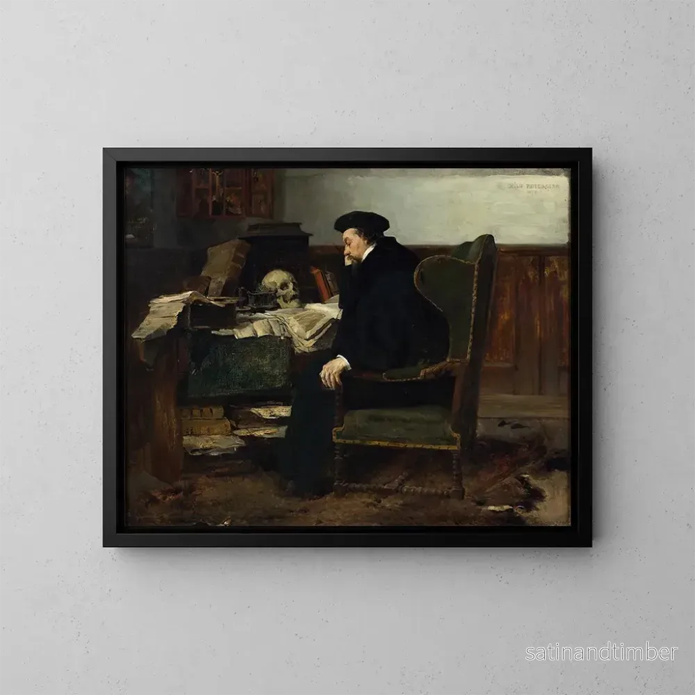 Reproduktion av målningen Absorbé dans ses études - Eilif Peterssen